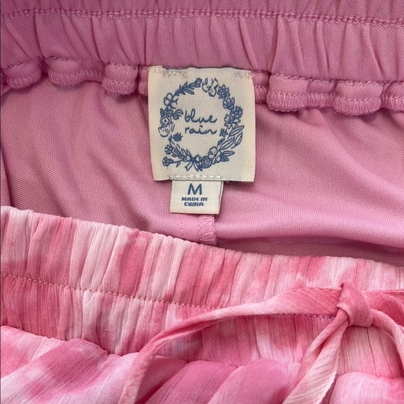 Blue Rain Pink and White Tie Front Skater Skirt - Picture 2 of 3